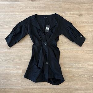 NWT Pfeiffer Black Linen Seeka Linen Twist Dress Medium